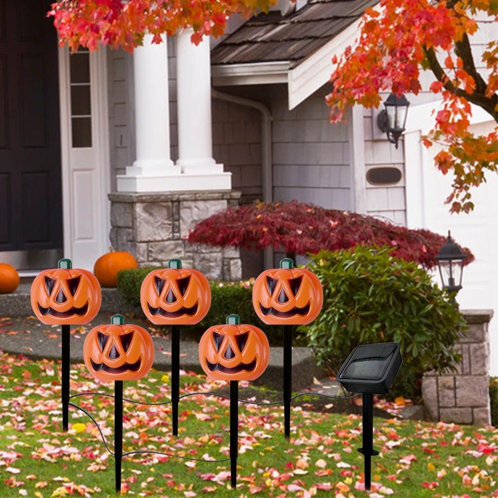 مخيف هالوين اليقطين حصة أضواء في الهواء الطلق الطاقة الشمسية شبح مسار ضوء مقاوم للماء غرادن مصباح حديقة زينة الهالوين