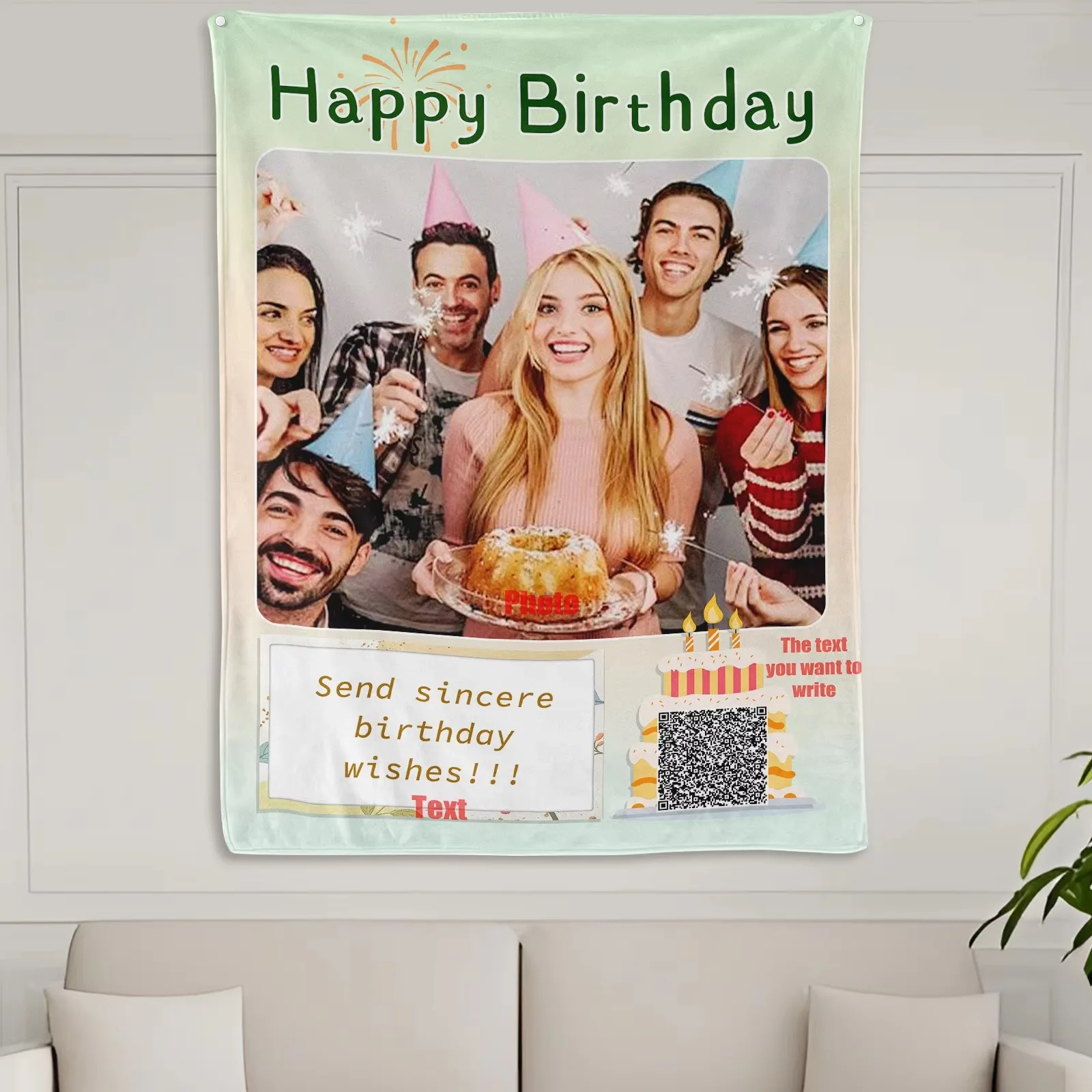 

Custom Photo QR Code Blanket Personalized Designs Gifts for Family and Friends HD Heat Transfer Comfortable Home Decorations
