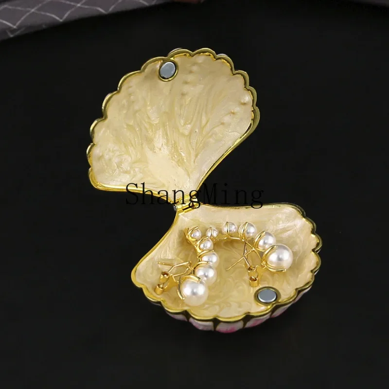 

CL Enamel Crafts Large Shell Jewelry Box Jewelry Storage Box Metal Decoration Box Fashion Home Ornament