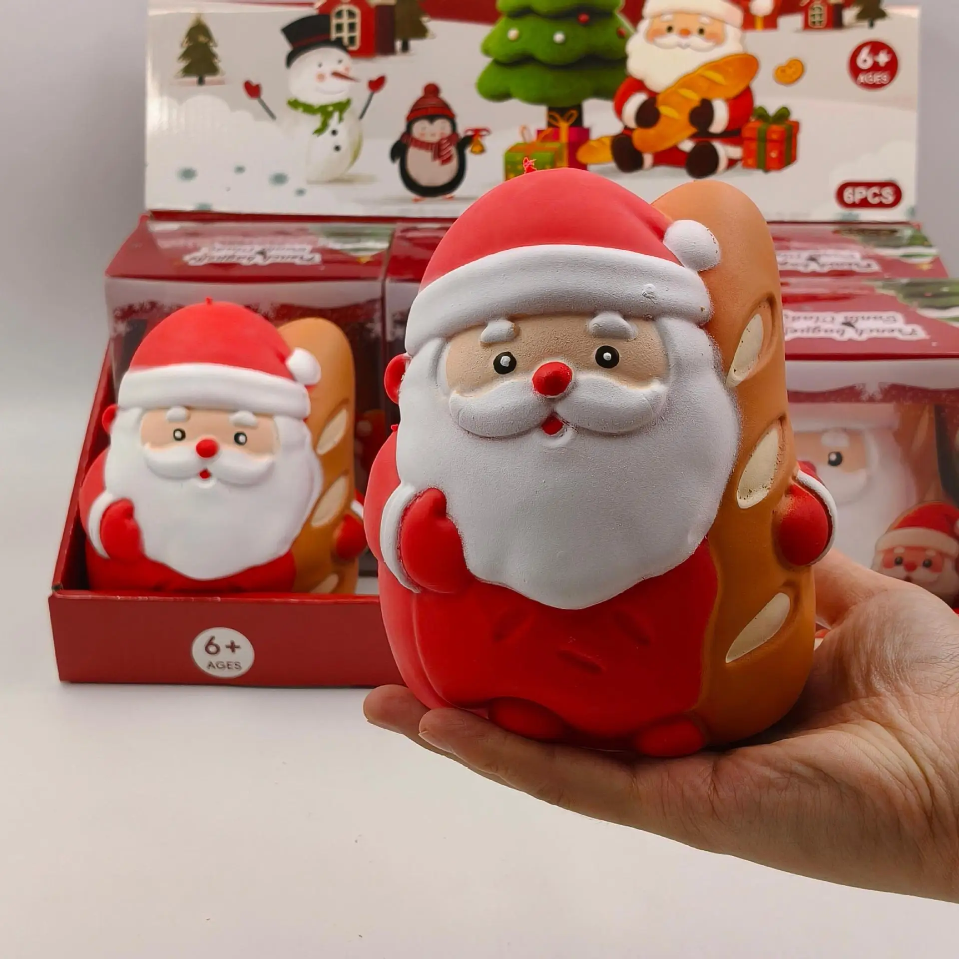 1/6PCS Slow Rising TPR Soft Flour Squishy Christmas Snowman Santa Claus Stress Relief Squeeze Fidget Toy