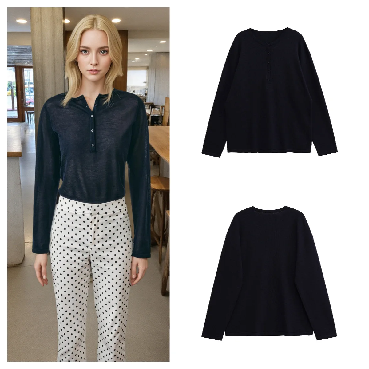 Cardigan aperto di nuovo arrivo autunnale da donna con base piatta semplice in maglia trasparente stile europeo