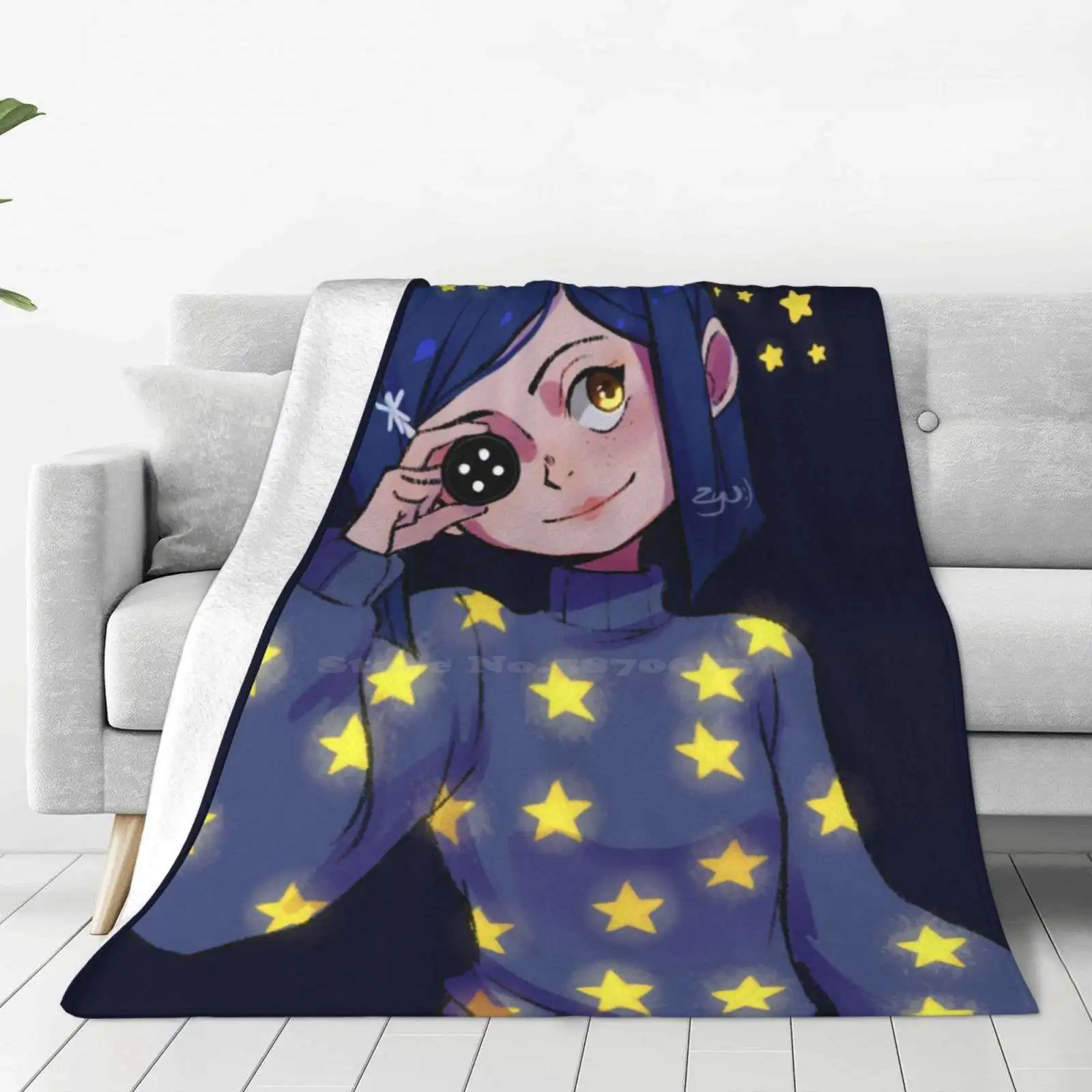 Coraline Shining Stars Creative Design Comfortable Warm Flannel Blanket Coraline Neil Gaiman Book Stop Motion Movie Terror