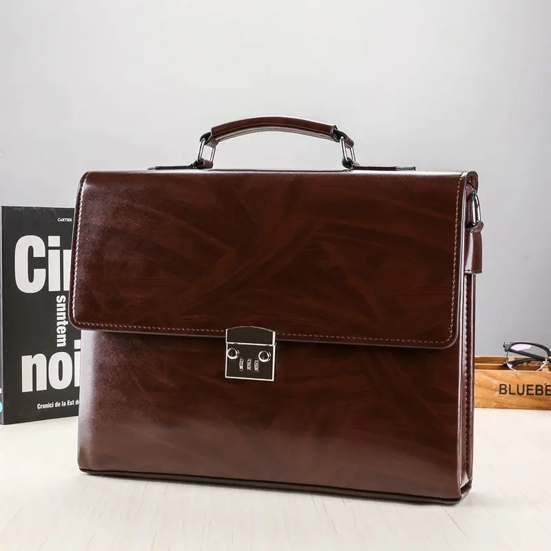 Maleta ذكر جلب قفل بكلمة مرور حقيبة قطري حزمة مصقولة الخشب الحبوب حقيبة كمبيوتر محمول الرجال رسول حقائب اليد حقيبة الكتف