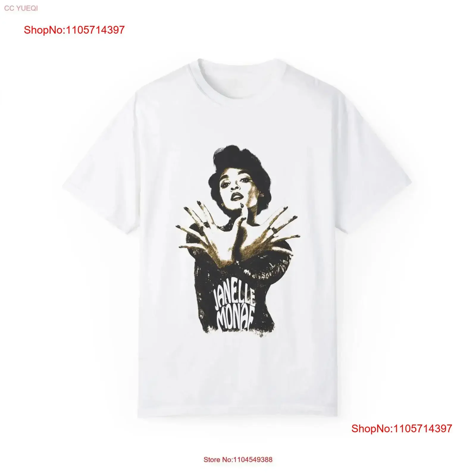 Janelle Monáe T shirt Music Lover Vintage Style Top Afrofuturist funk Soul and R B vintage Washed Breathable homme