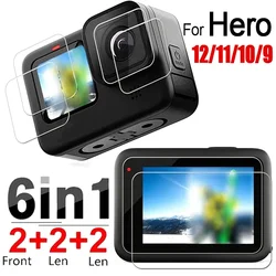 For Go Pro Hero 12/11/10/9 Front Back Screen Protector Camera Full Cover HD Clear Temepered Glass Anti Scratch Protective Films