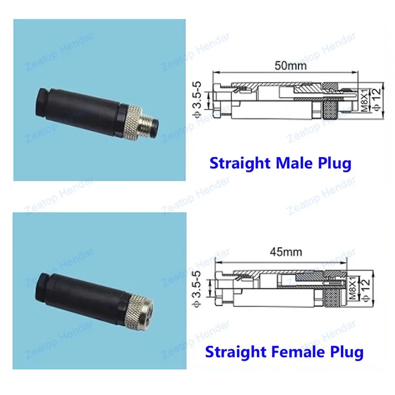 مسمار معدني M8 مع قابس زاوية مستقيم ، مقبس ذكور وإناث ، مقبس ، مستشعر طيران ، موصل مقاوم للماء IP67 ، 3 دبوس ، 4 دبوس ، 5 دبوس ، 6 دبوس ، 8 دبوس ، 1 #4
