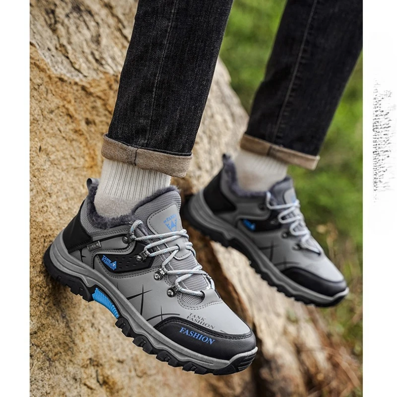 

Winter Outdoor Men's Shoes Anti Slip Wear-resistant Hiking Shoes Comfortable Men's Warm Casual Cotton Shoes Lightweight Sneakers
