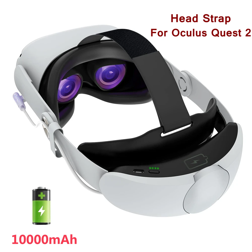 Adjustable Head Strap for Oculus Quest 2 VR Headset Charging Elite Strap 10000mAh Battery for Meta Oculus Quest 2 Accessories