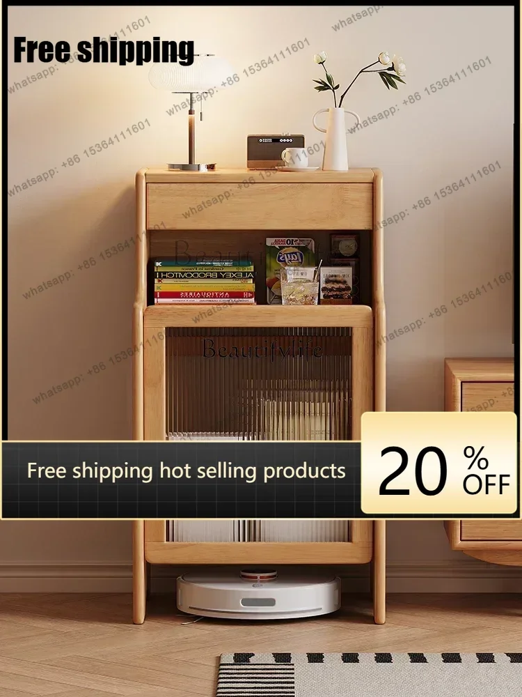 Factory Direct Solid Wood Sweeping Robot Shelf, Living Room Sofa Side Cabinet, Suitable For Sweeping And Dragging Storage Cabine