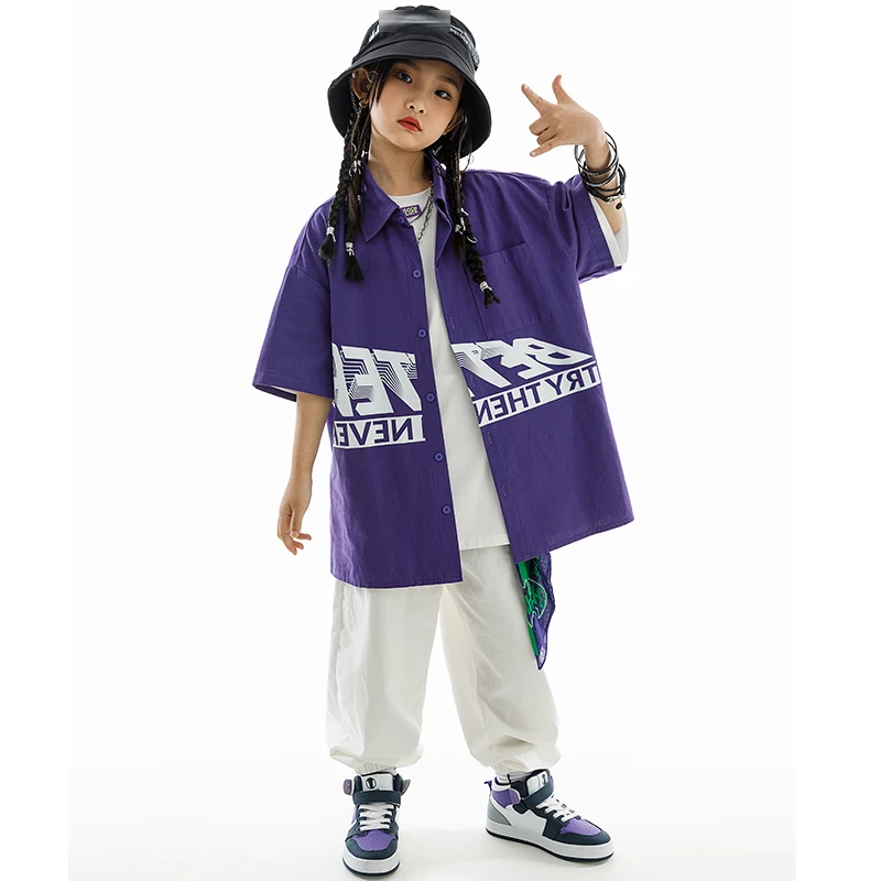 Ballroom Hip Hop Dance Clothes For Girls Loose Tops White Pants Boys Hip Hop Outfit Drum Performance Costume Stage Wear BL10596