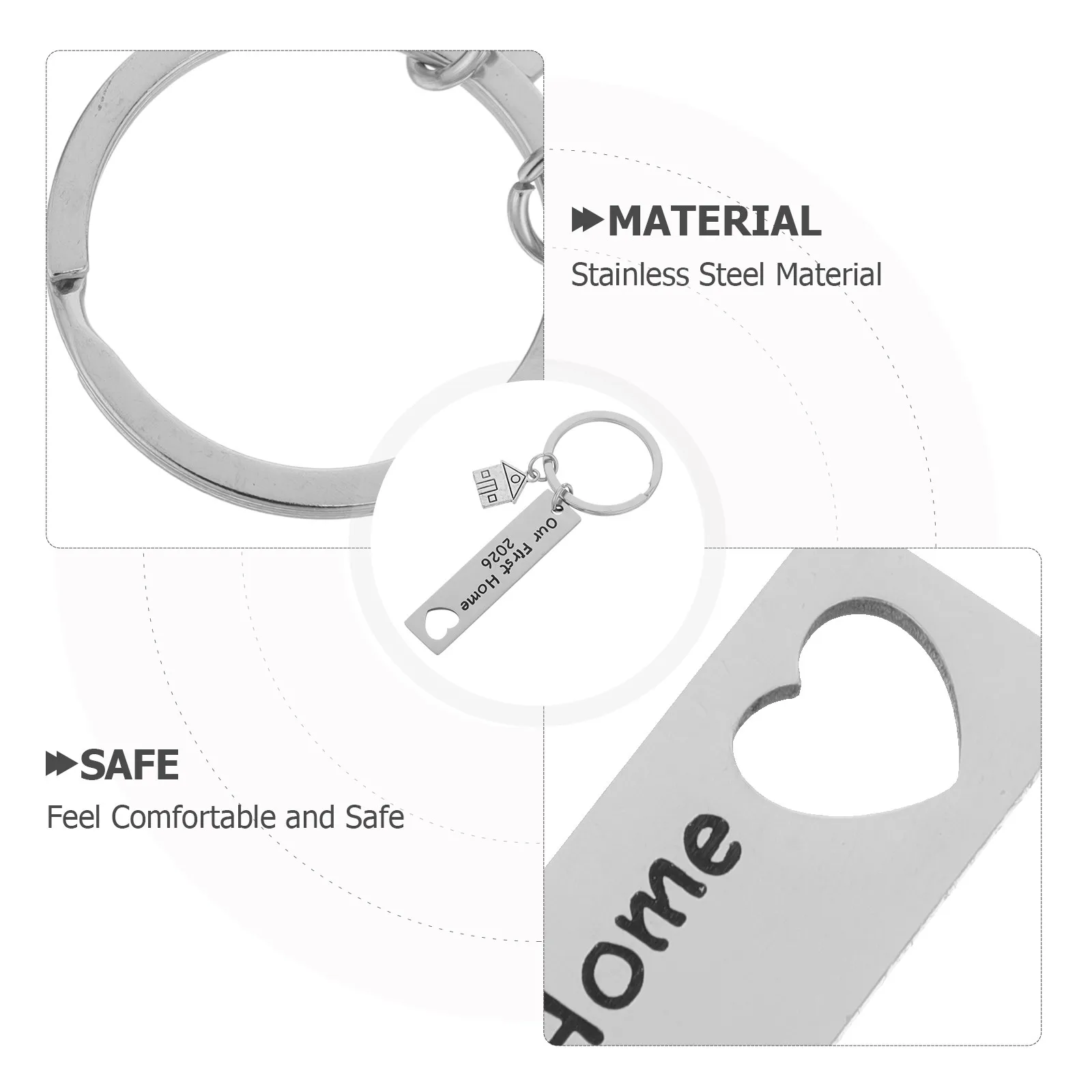 2Pcs Stainless Steel 2026 Keychain Set New Home Keyring Creative Couple Keychains for New Homeowners First Time Home Gift