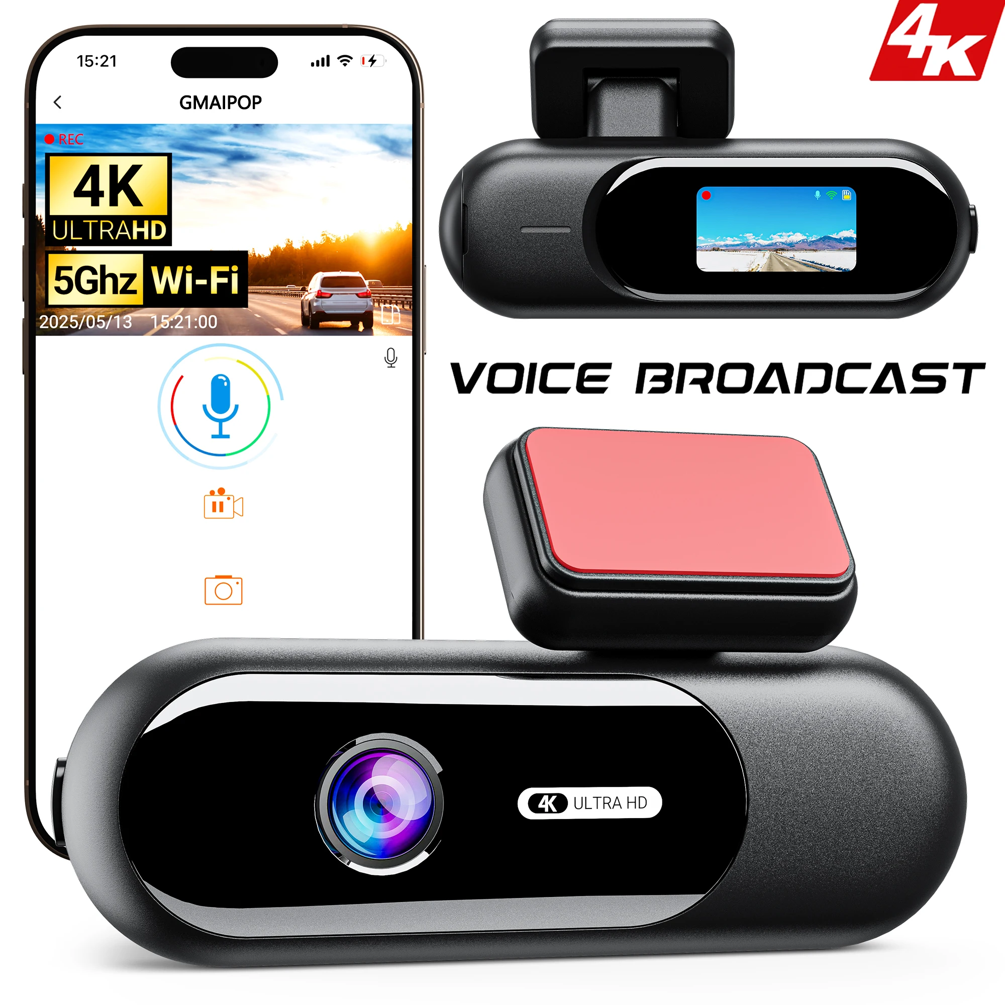 Dashcam for cars 4K UHD Recording Car Camera HDR Night Vision Video Recorder Builtin WiFi 24H Parking Monitoring car accessories