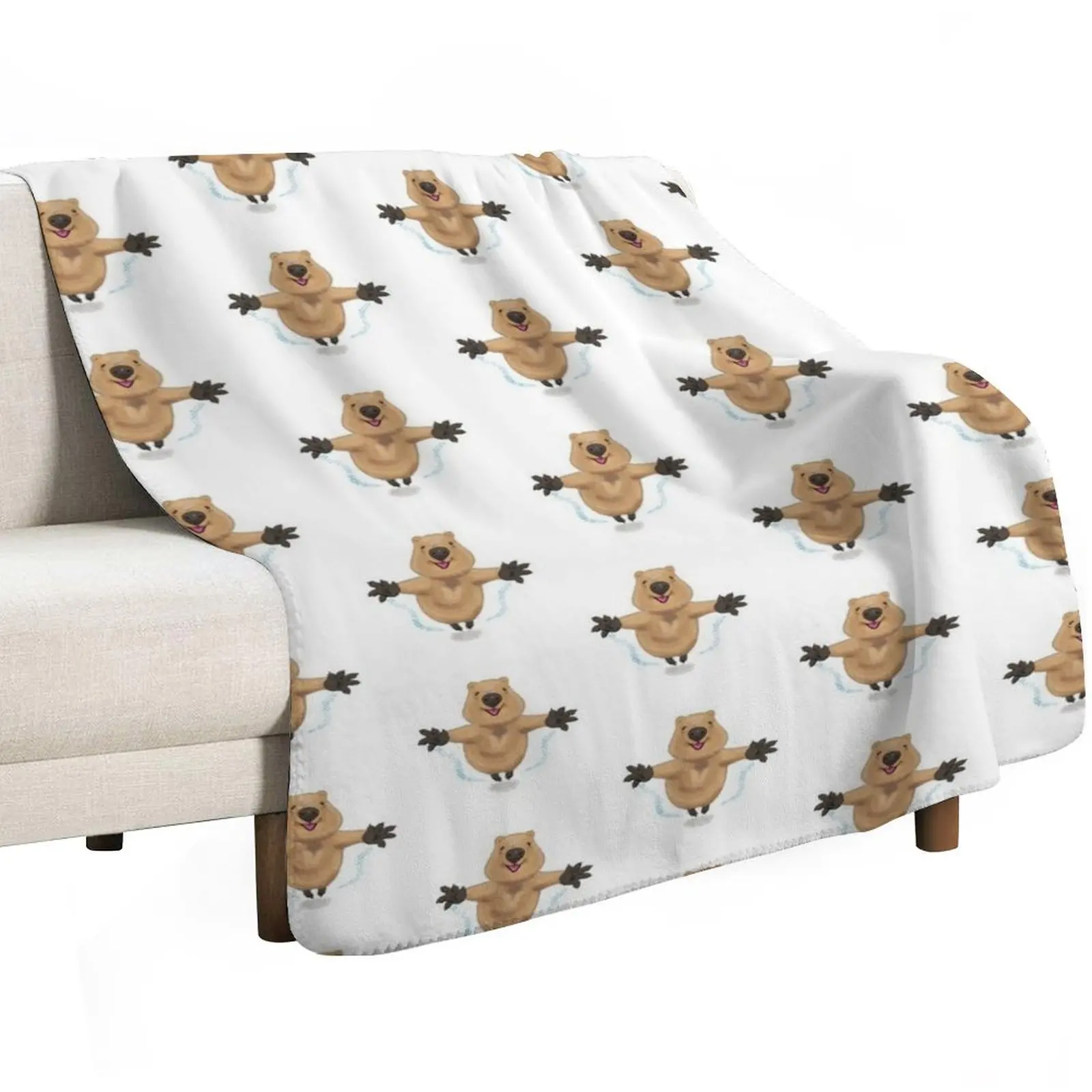 happy like a quokka Throw Blanket Soft Sherpa Fleece Warm Blanket for Winter