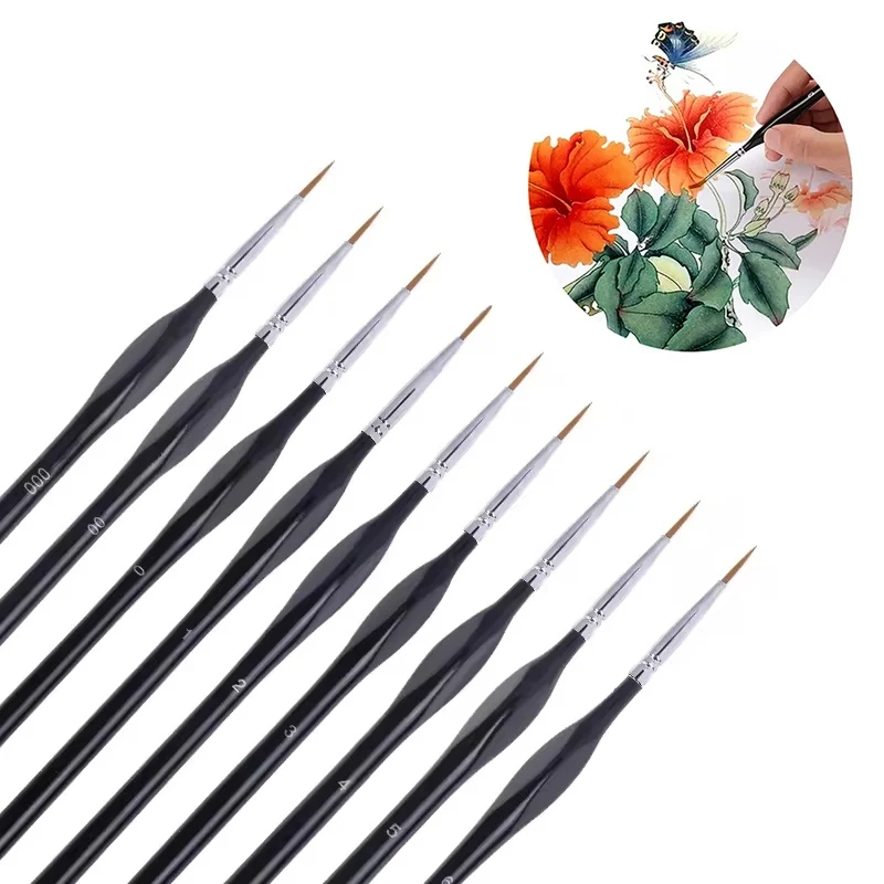 6pcs Miniature Paint Brushes Set Micro Detail Paint Brushes 6mm Fine Tip Paint Brush For Acrylic Watercolor Oil Face Nail Model
