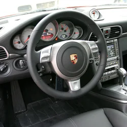 For Porsche 911 997 987 2005-2012 DIY all black leather black thread hand sewn steering wheel cover car wheel cover