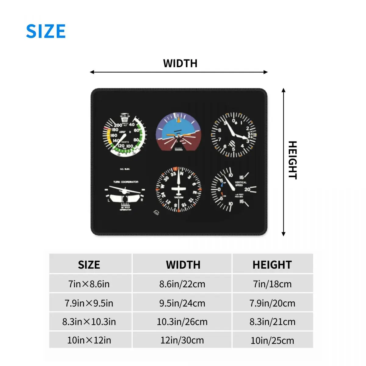 Cockpit Six Dials Flight Simulator Pilot Gaming Mouse Pad Anti-Slip Rubber Mousepad Airplane Aircraft  Office Computer Desk Mat