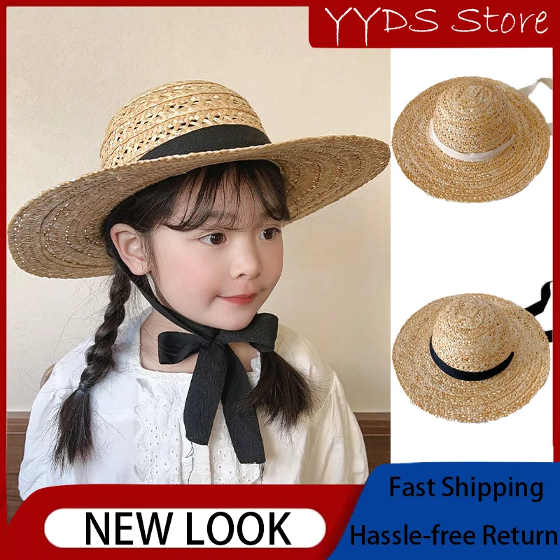 Fashionable Children's Sun Cap with Wide Brim and Breathable Mesh Baseball Cap for Beach Travel Straw Hat Girls and Boys