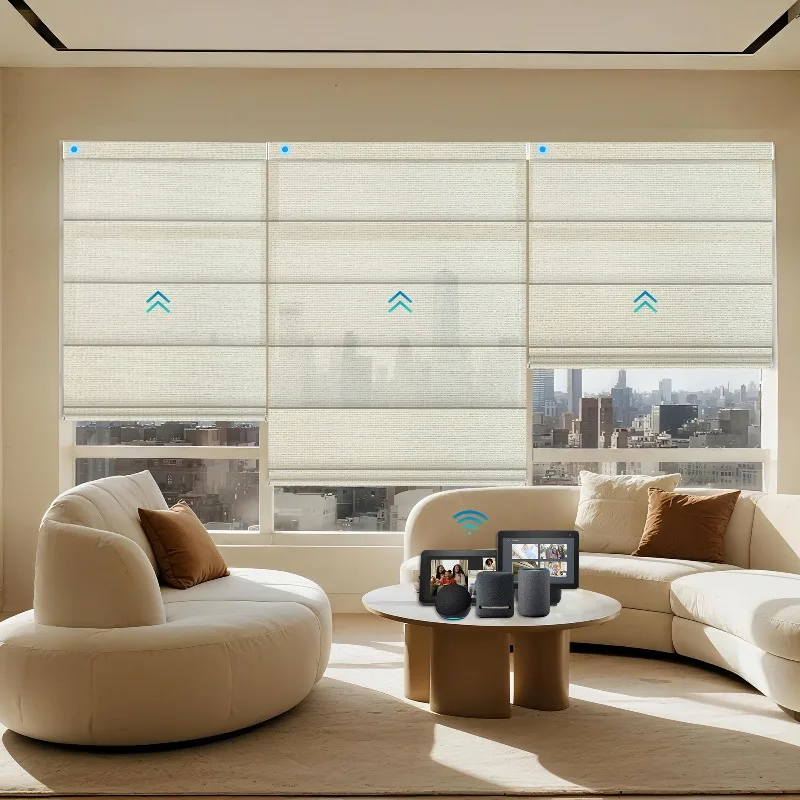 Electric remote control smart luxury home decoration blackout electric roller blinds roman shutters