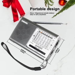 XHDATA – Radio Portable récepteur FM AM D-219, 11 bandes, Radio de poche à ondes courtes haute sensibilité avec haut-parleur et prise pour écouteurs, SW1-9