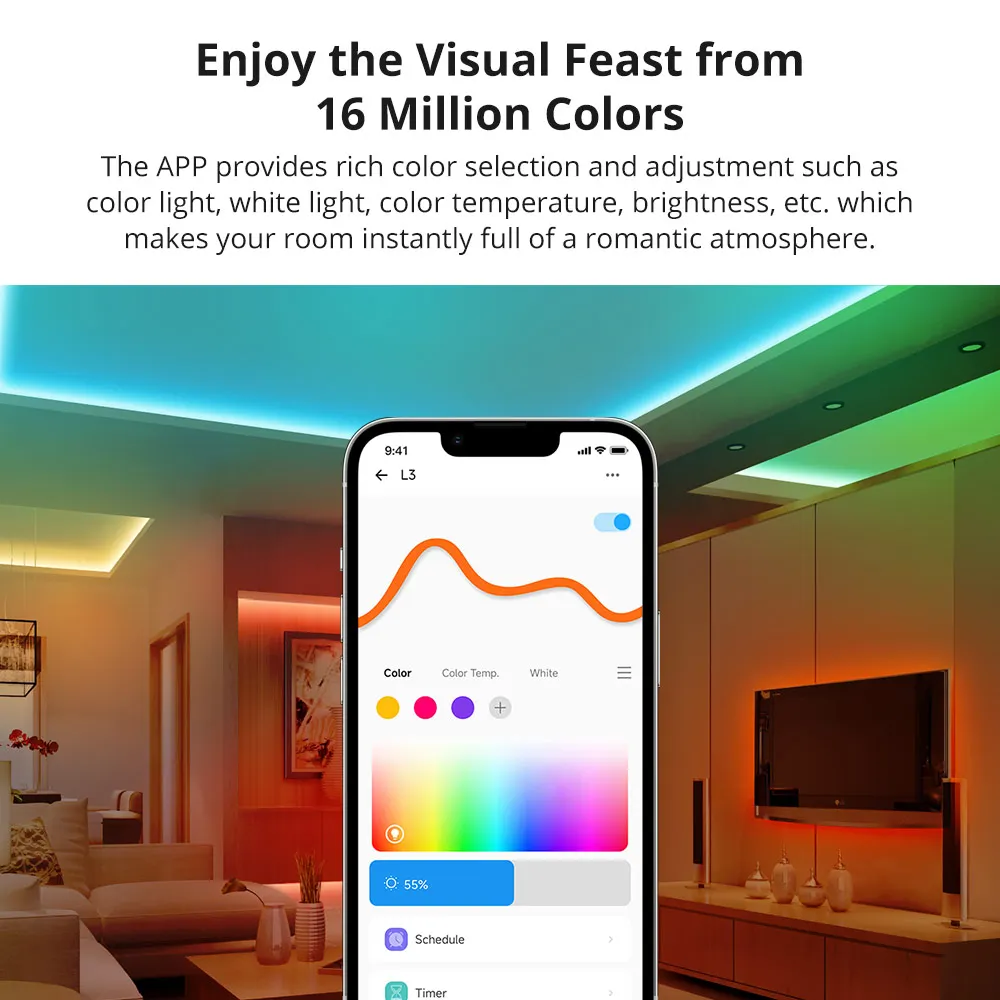 SONOFF L3 5M RGB Smart LED Light Strip Dimmable Flexible Strip Lights APP Remote Control Via EWeLink Alexa Google Home