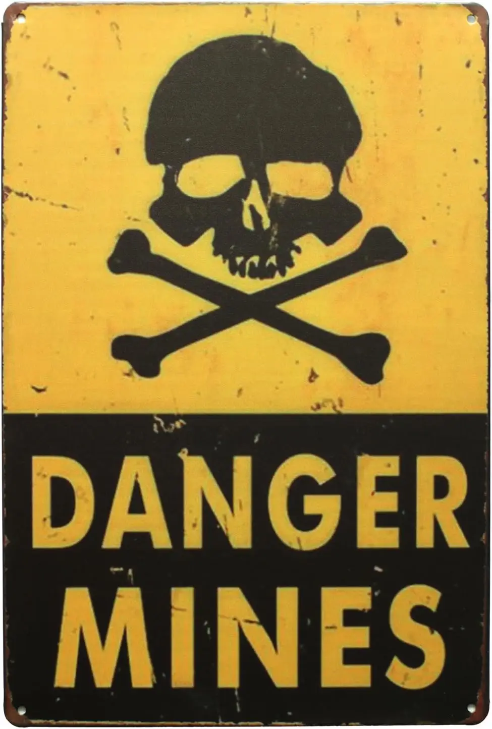 Danger Mines, Metal Tin Sign, Vintage Art Poster Plaque Yard Den Bedroom Home Wall Decor