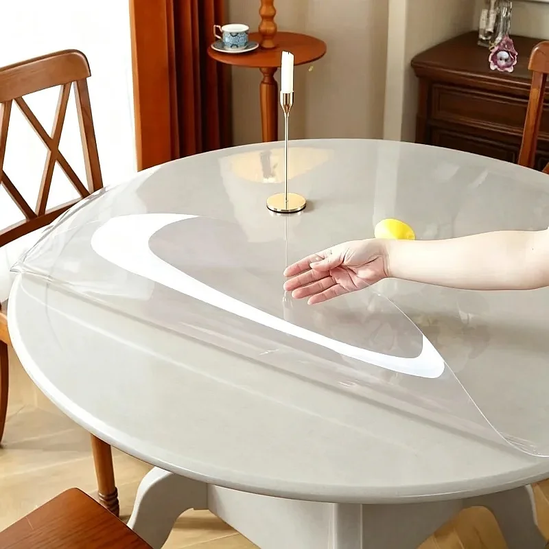100/110/120cm Transparent Round Table Cover 0.7mm Thick Heavy Duty Waterproof PVC Table Protector for Restaurant Desk