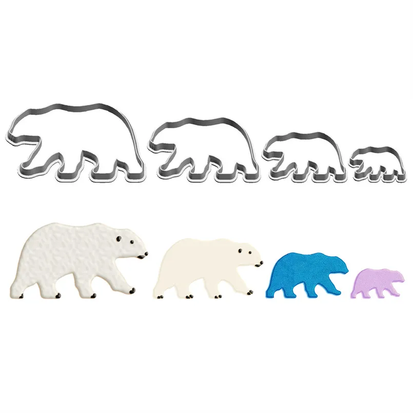 

Various Polar Bear Biscuit Mould Cookie Cutter,Plastic Molds,Cartoon Little Animal Shape Cake Decorating Fondant Cutters Tools