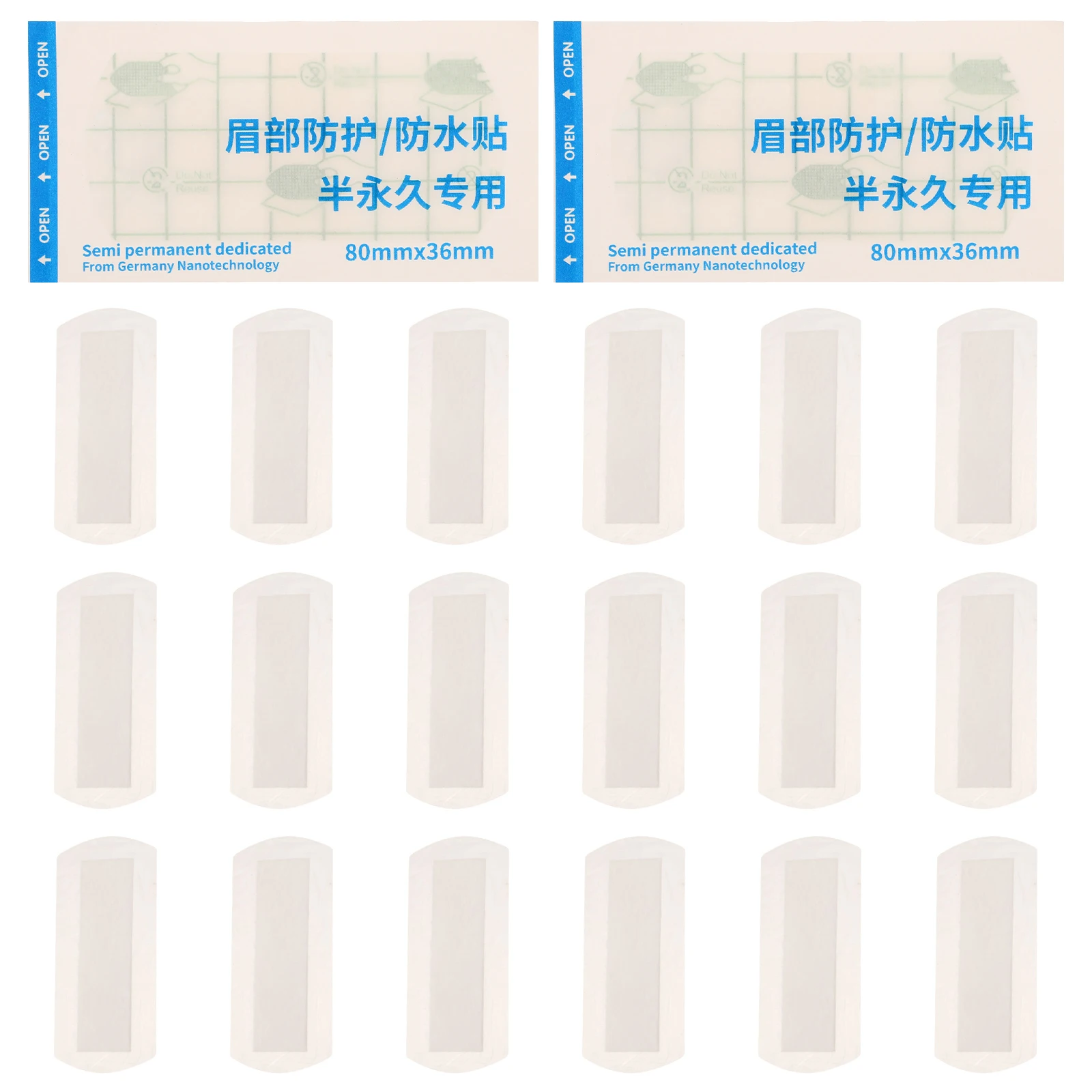 

20pcs Waterproof Eyebrow Patches Non-Woven Fabric Breathable Cover Sweat Resistant Adhesive Strips Long Lasting Protection