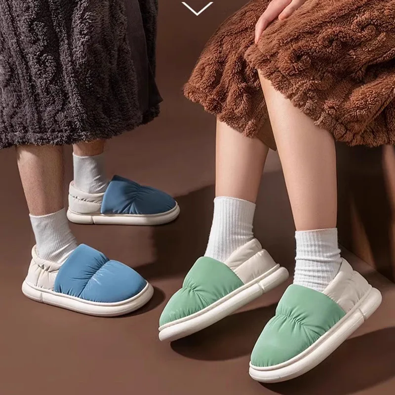 شبشب شتوي نسائي مع سحابة مريحة ونعل سميك مبطن بالقطيفة أحذية منزلية مقاومة للماء للاستخدام الداخلي والخارجي للرجال #4