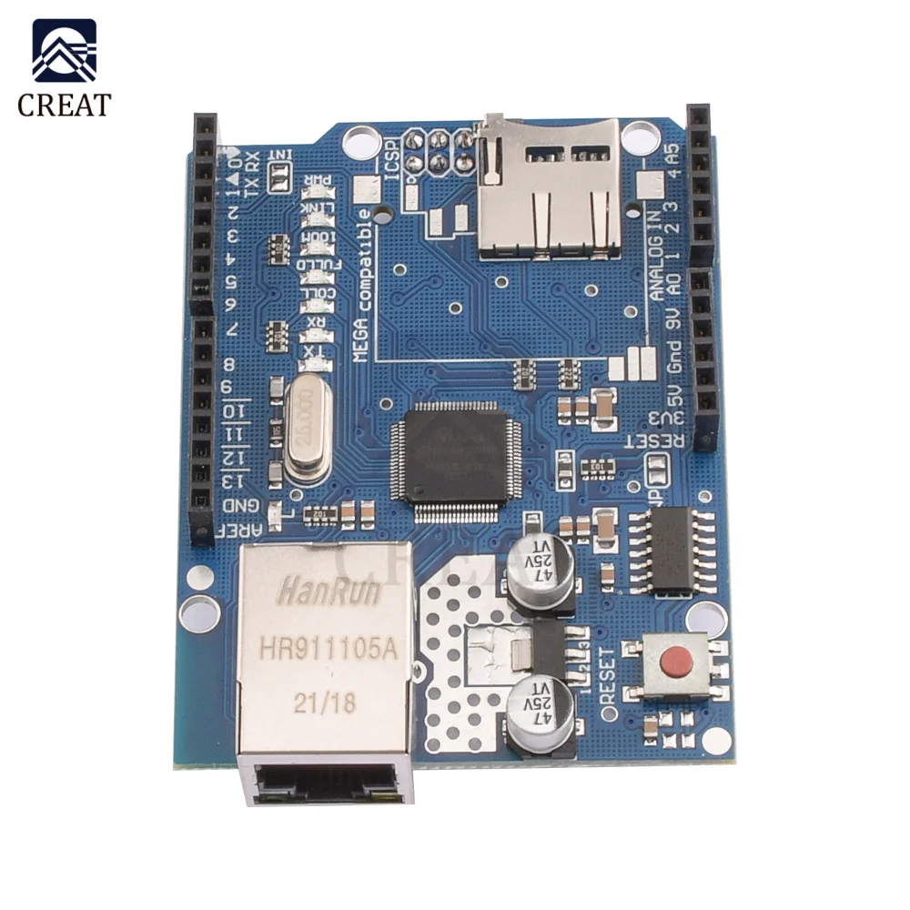 Mega2560 Ethernet Shield W5100 Mega 2560 R3 placa de expansión de red para Arduino