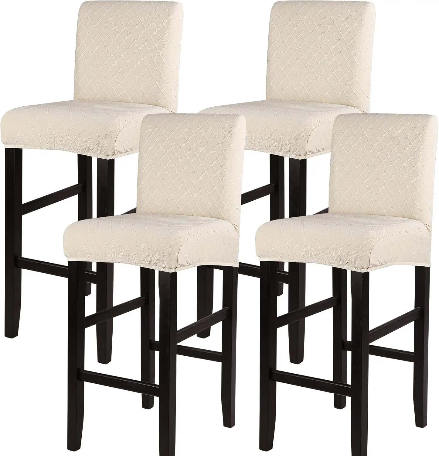 

Jacquard Bar Stool Covers Set Of 4, Stretch Washable Barstool Seat Covers, Counter Height Chair Covers For Kitchen Dining Room