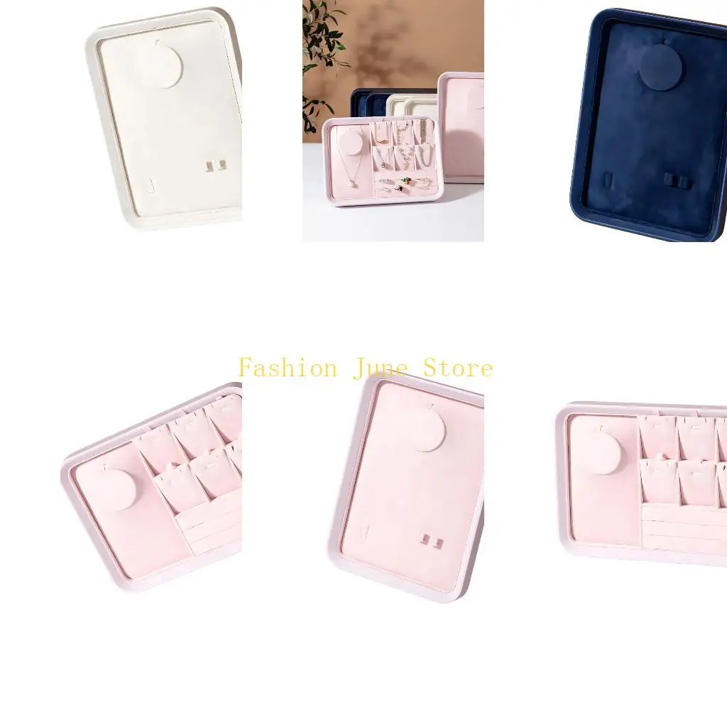 N5KA Wooden Jewelry Display Stand With Plush Fleece Padding For Elegant Showcases
