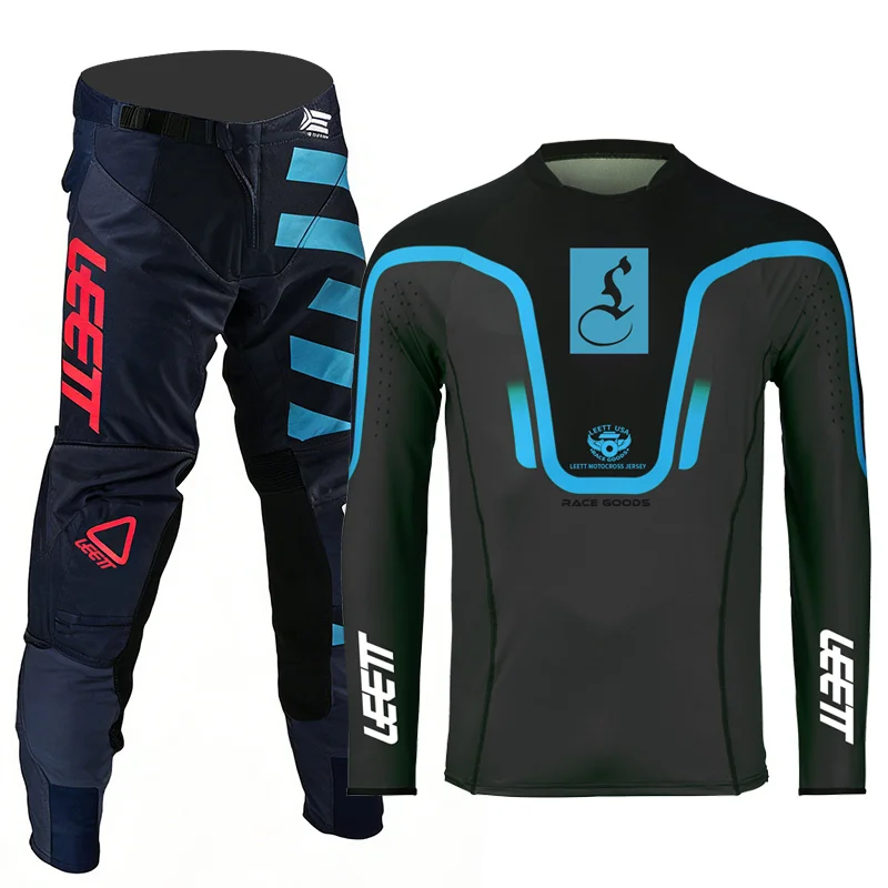 motocross gear set adult man woman black Enduro Off-road Name and Number customization thick racing jersey pants 2026 leett