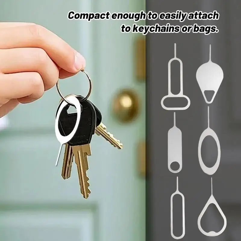 16Pcs/Set SIM Card Eject Pin Universal Steel Mobile Phone Tray Opener Needle with Keyring Tool