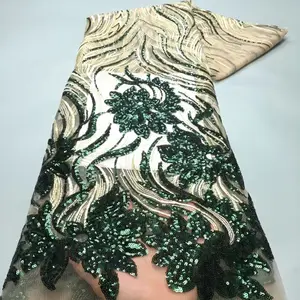 SJDフレンチレースファブリック2024高品質のチュールスパンコールレース5ヤードアフリカの贅沢なスパンコールメッシュレースイブニングドレス3459 12ベストセールスSJDレース-8