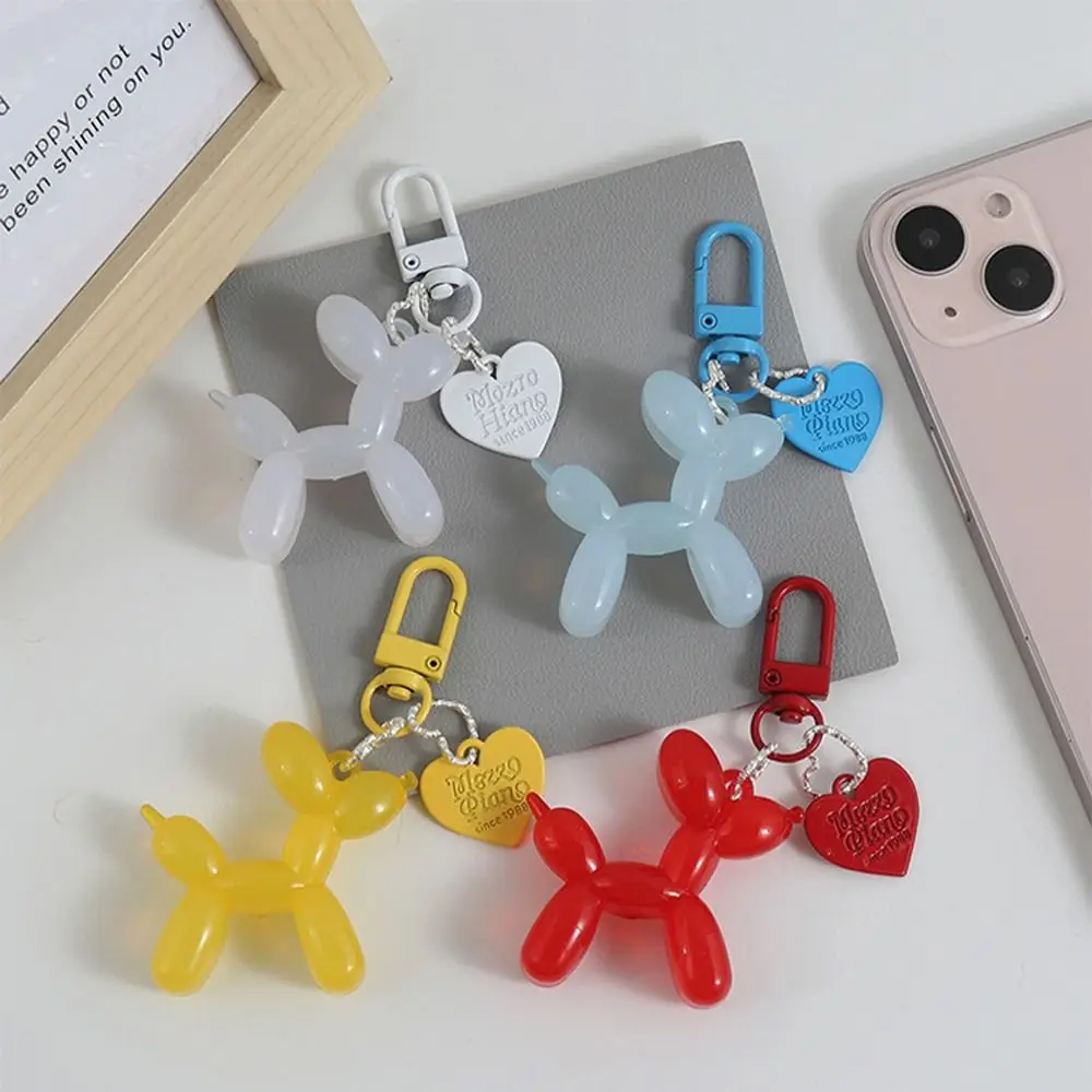 Cute Jelly Dog Key Chain Colorful Flower Heart Cartoon Key Ring Car Bag Pendant Gift