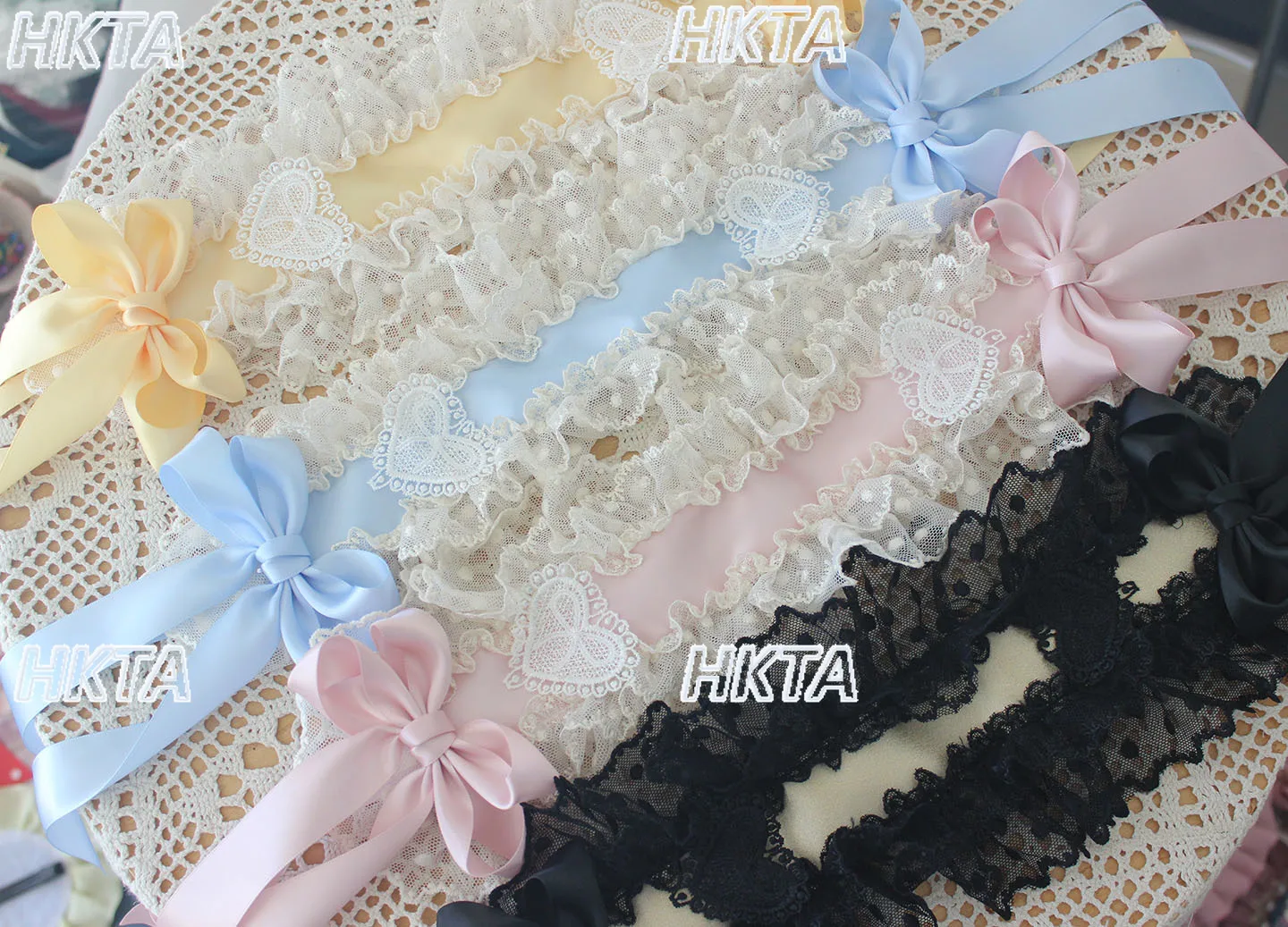 Original mignon esthétique Kawaii Lolita bandeau à pois dentelle soie Satin Ballet Lolita cheveux accessoires Cosplay bandeau filles