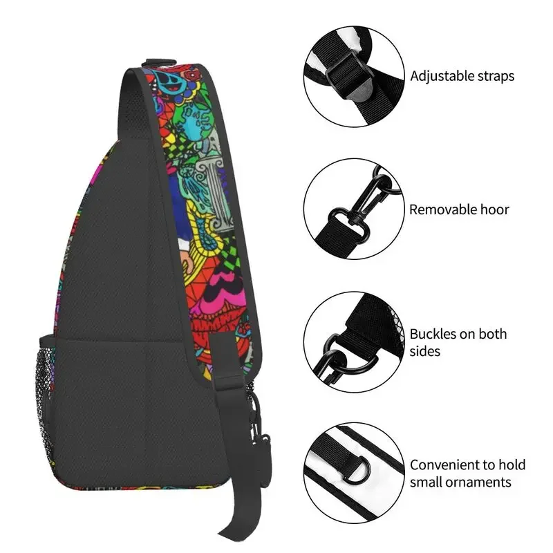 Mochila de Graffiti personalizada para hombre, bandoleras con patrón Trippy Hippie para ciclismo, Camping, arte callejero, cruzada en el pecho, mochila de hombro, mochila de día