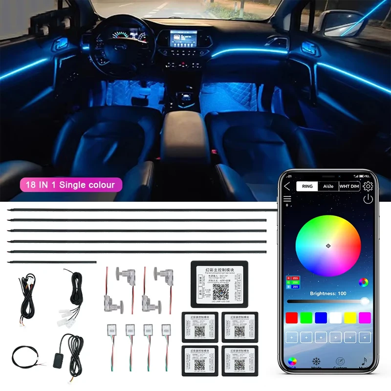 

18 in 1 64 Color RGB Ambient Light for Toyota Highlander 2022-2023 Car Interior Acrylic Guide Fiber Strip Decoration Accessories