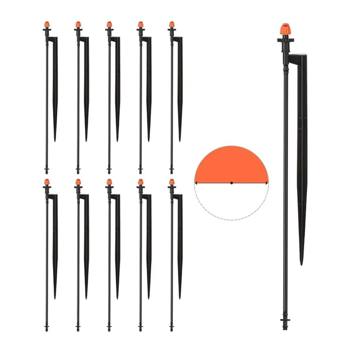 REST 10pcs 180 Degree Irrigation Sprinkler Heads: Micro Sprinkler Nozzle on 12 Inch Stake with 1/4