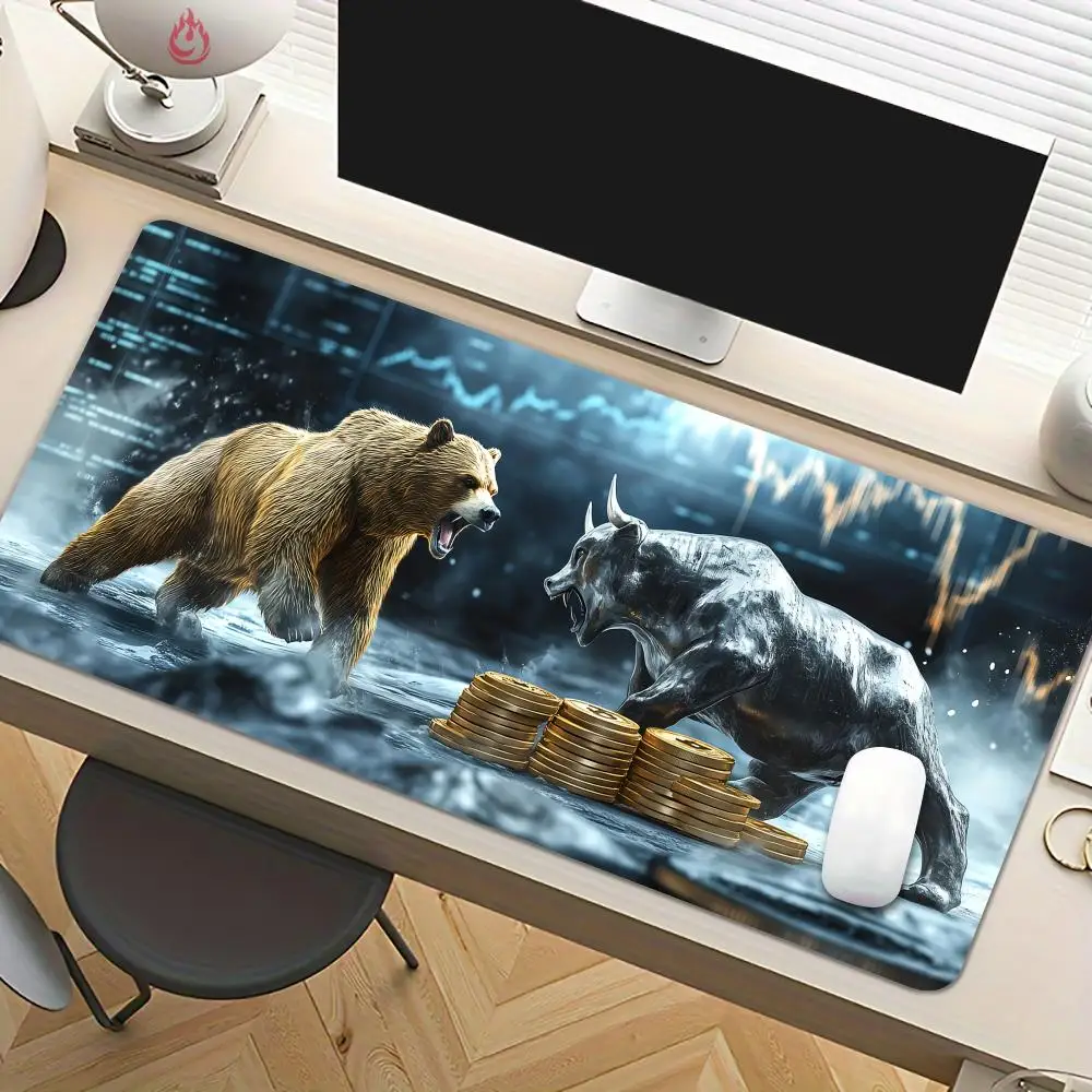

Bear Market And Bull Market Mouse Pad Desk Mat Non-Slip office mousepads desk pad with Stitched Edge pc accessories Gaming mats