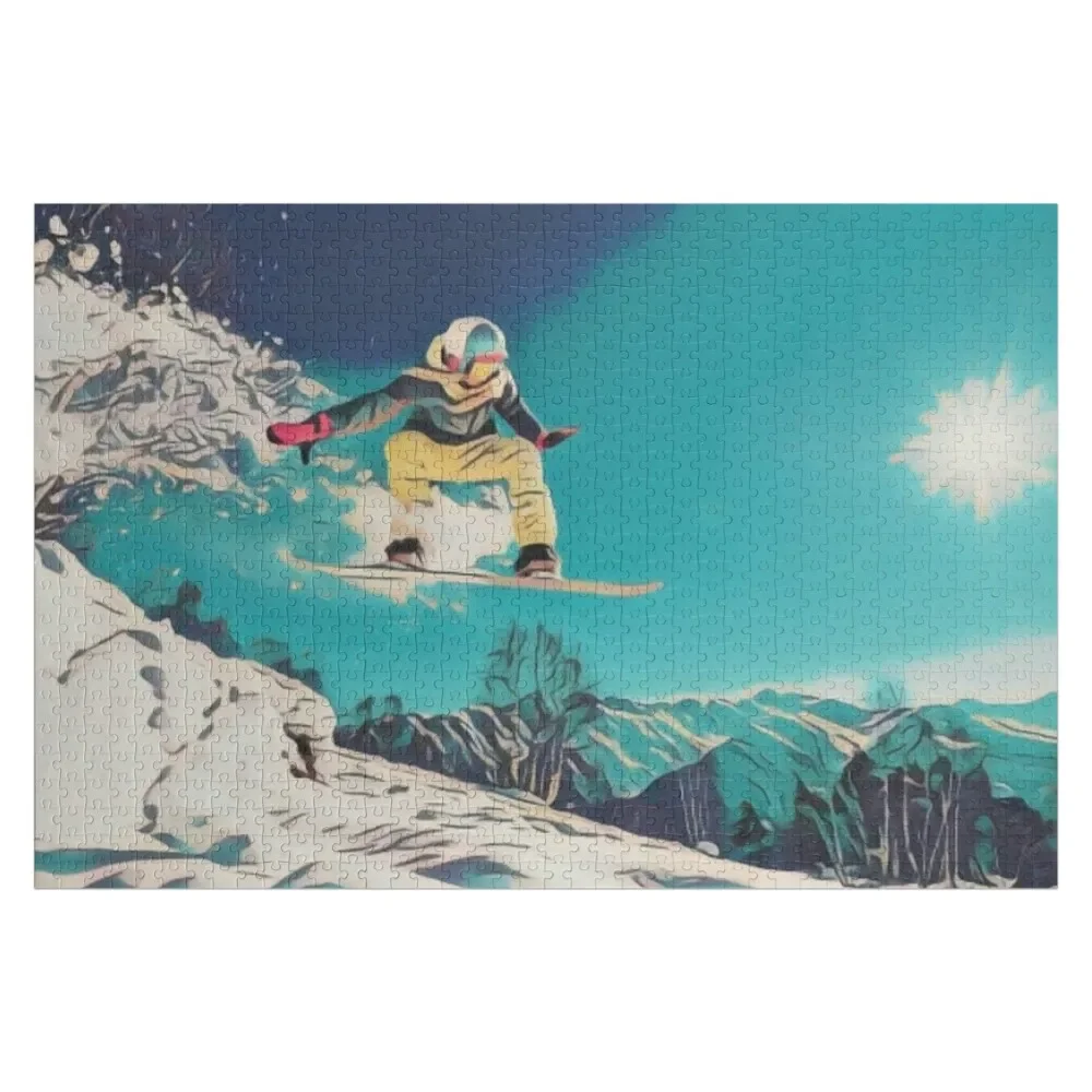 

Snowboarder doing a Jump Jigsaw Puzzle Personalized Child Gift Personalised Puzzle