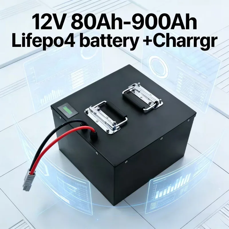 12V LiFePO4 battery, deep cycle battery, 80Ah 900Ah battery, BMS protected battery, 1200W power supply, solar panel battery, UPS