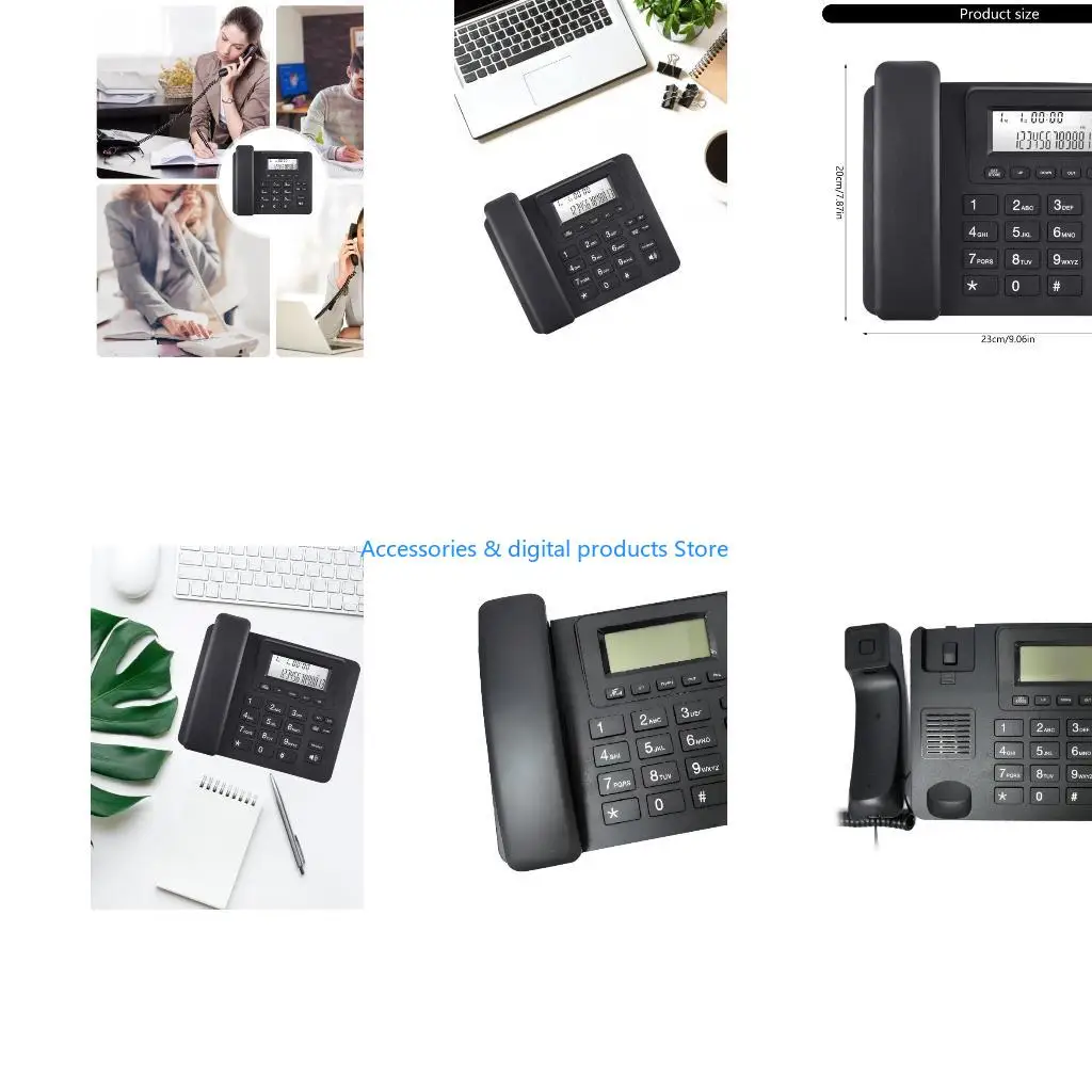 77JD Corded Telephone Desktop House Phone Seniors Caller Big Button Integrated Telephone with LCD Display for Home Office