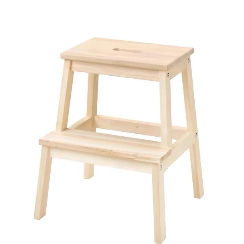 Sgabello a due livelli in legno massello, sgabello da bagno, poggiapiedi antiscivolo per adulti e bambini, stabile e durevole, vernice ecologica