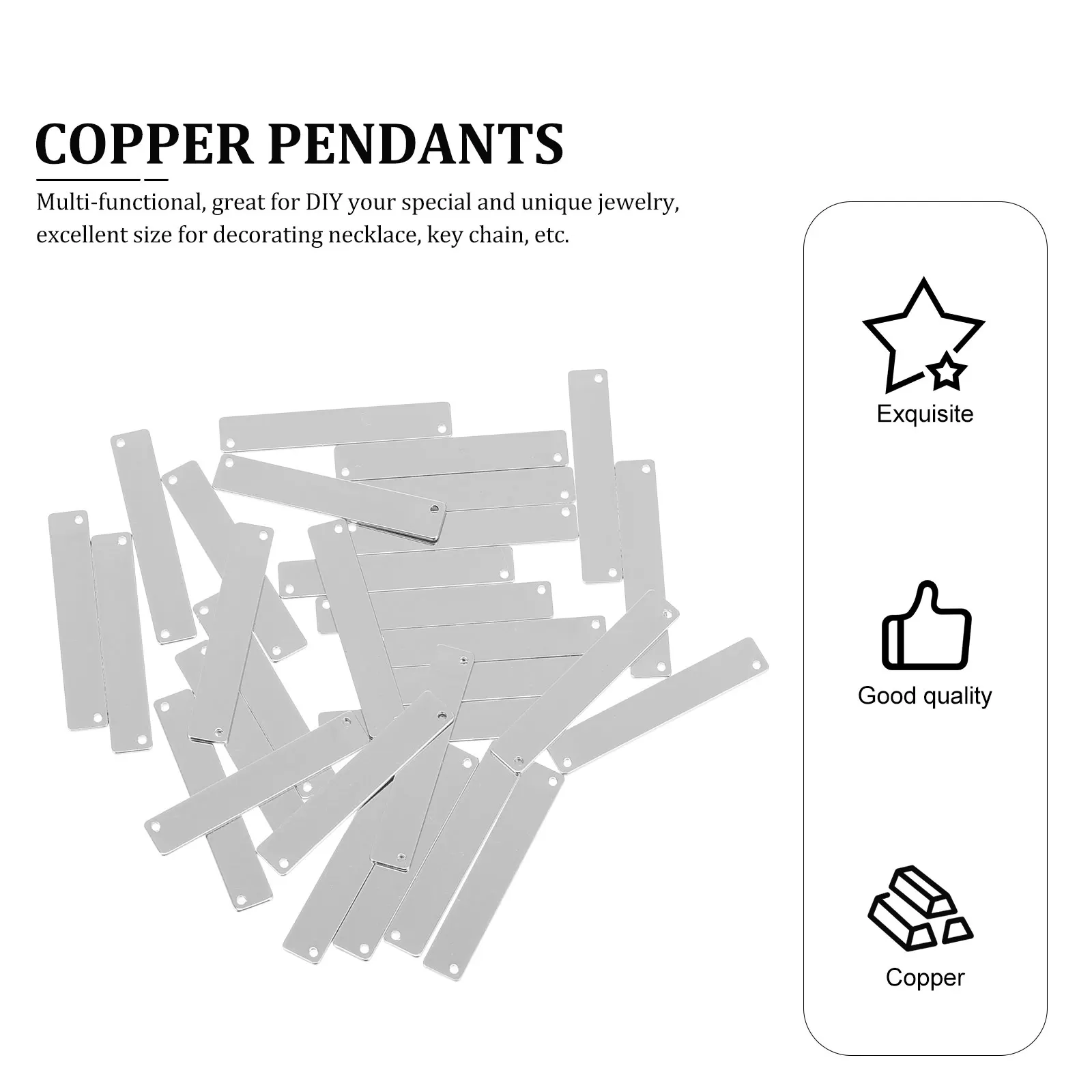 

30pcs Copper For Diy Jewelry Charms Carving Accessories Necklace Making Supplies Key Chain Pendants Handmade Crafts Strip