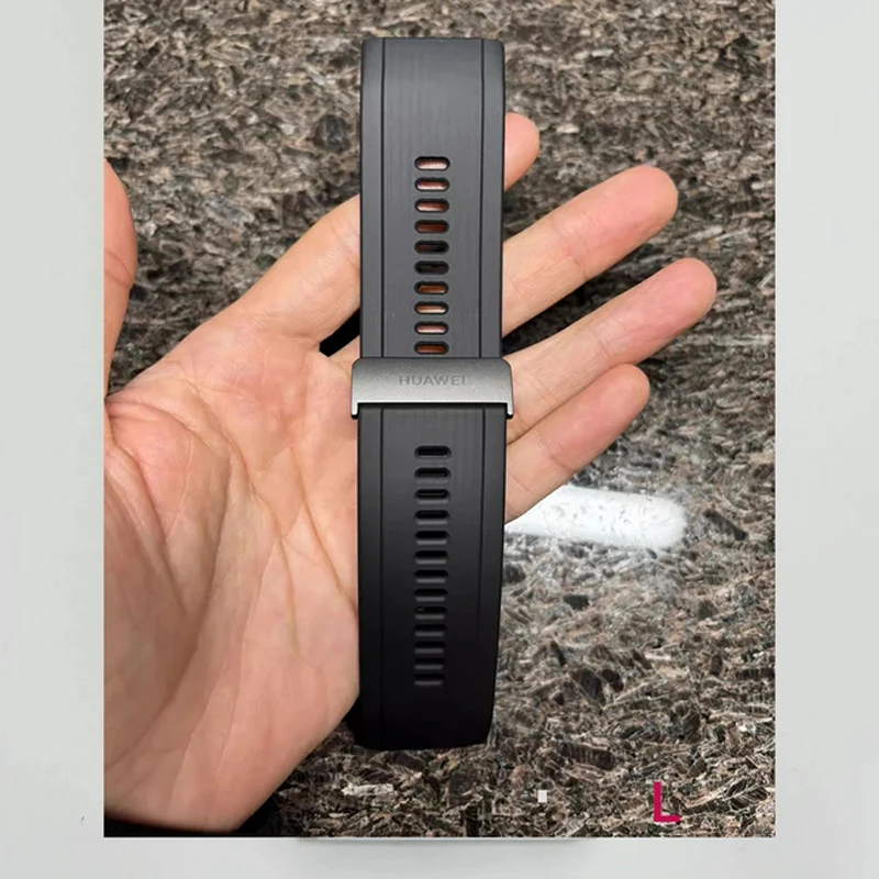 Bracelet noir en caoutchouc fluoré pour Huawei, accessoire de bracelet de montre