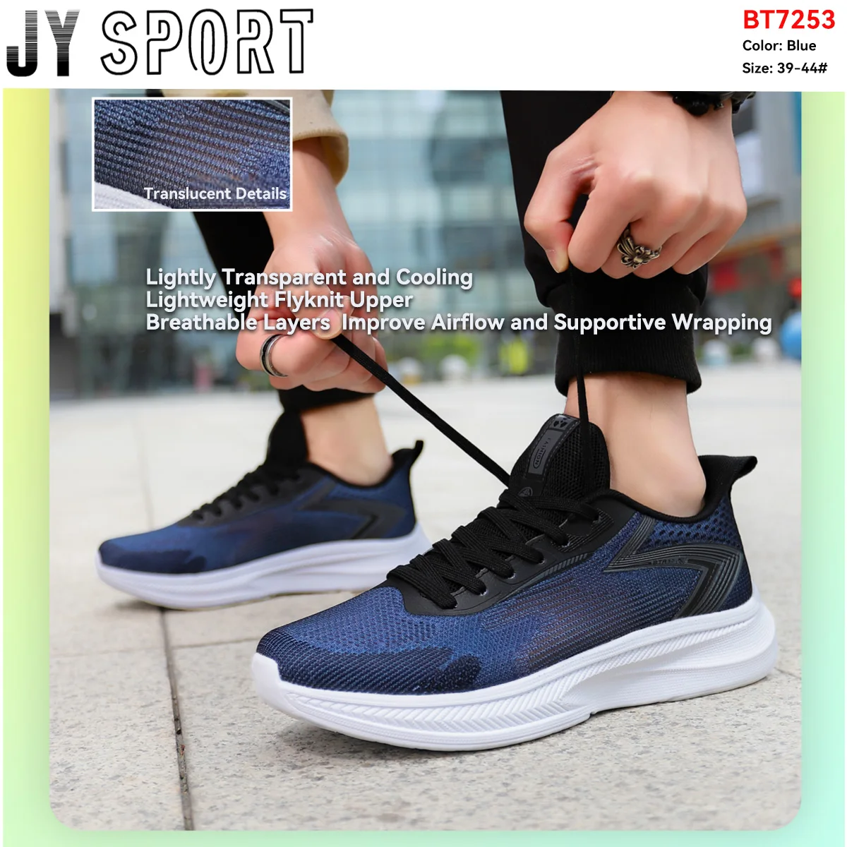 Flyweave Running Shoes For Men Breathable Rebound Casual Sneakers Outdoor Non-Slip Walking Shoes Trendy Lace-Up Man Sneakers