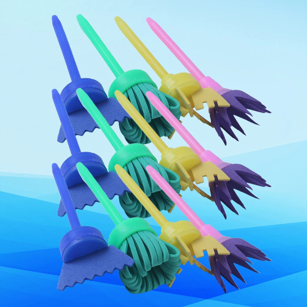 

3 Sets/12pcs Painting and Graffiti Brush Sponge Brushes Manual Paintbrushes Art Child for