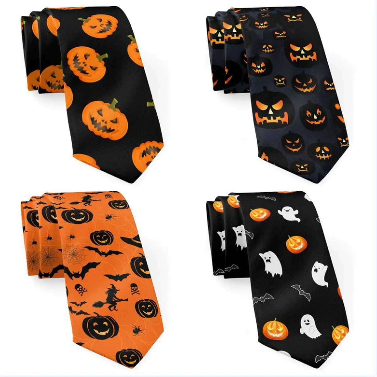 Tie Novelty Halloween Style Tie Pumpkin Bat Pattern Party Cosplay Masquerade Fancy Dress Costume Accessories Holiday Best Gift